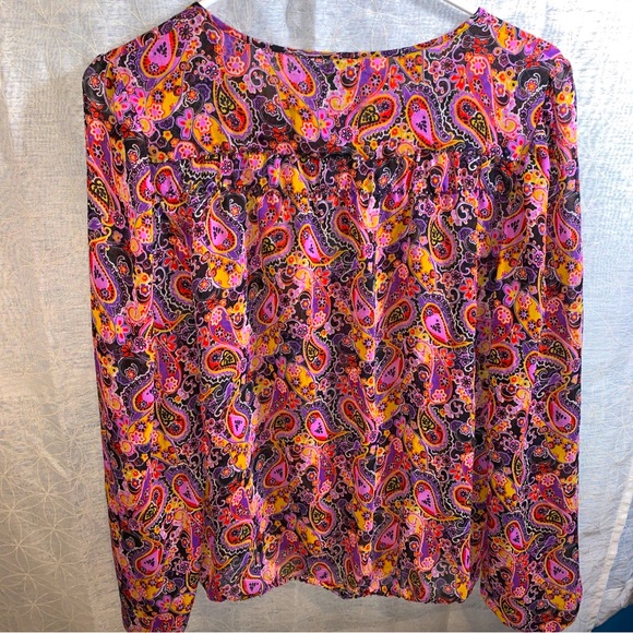 Rock47-wrangler sheer blouse size L - round neck,rhinestones, paisley flowers - Picture 7 of 16